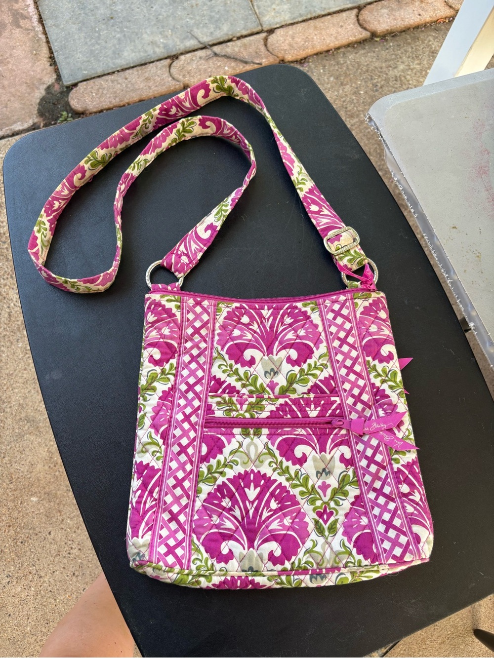 Vera Bradley Pink and Green Quilted Crossbody Bag